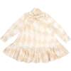 Girls Special Occasion Dress with a Bow, Beige - Dresses - 1 - thumbnail