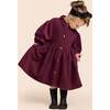 Girls Corduroy Shirt Dress, Plum - Dresses - 2