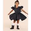Girls Quilted Nylon Pinafore Dress, Black - Dresses - 3
