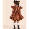 Girls Quilted Nylon Pinafore Dress, Rust - Dresses - 3