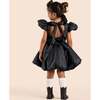 Girls Quilted Nylon Pinafore Dress, Black - Dresses - 4 - thumbnail