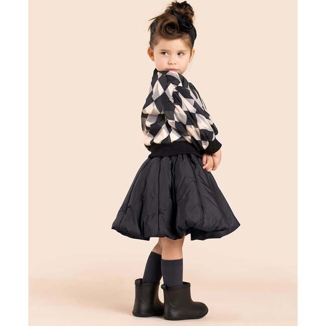 Girls Quilted Nylon Skirt, Black - Skirts - 3