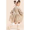 Girls Corduroy Shirt Dress, Beige - Dresses - 4