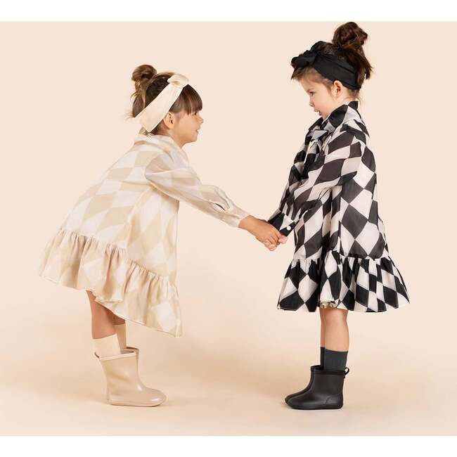 Girls Special Occasion Dress with a Bow, Beige - Dresses - 3