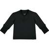 Baby Henley with Long Sleeve, Black - Tees - 1 - thumbnail