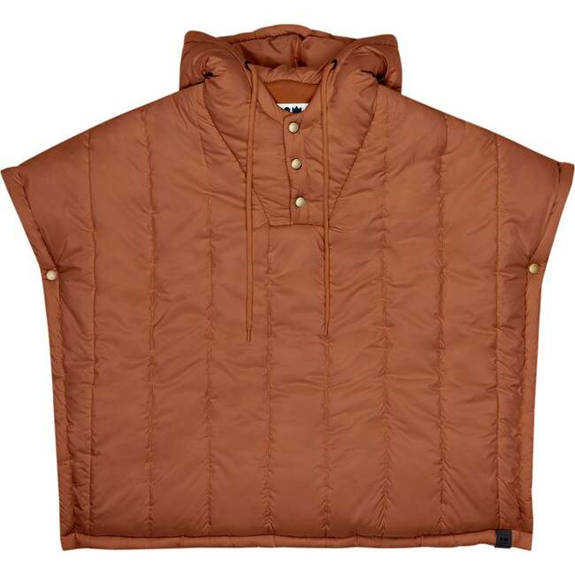 Kids Quilted Nylon Poncho, Rust