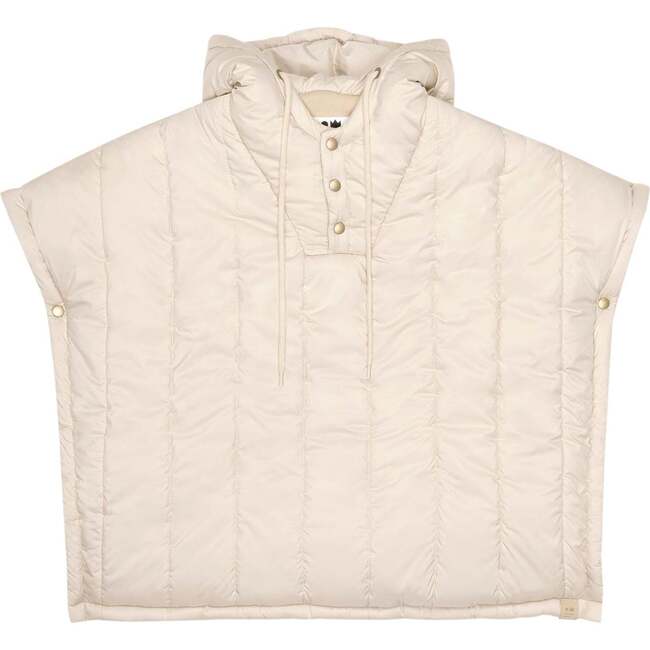Kids Quilted Nylon Poncho, Beige