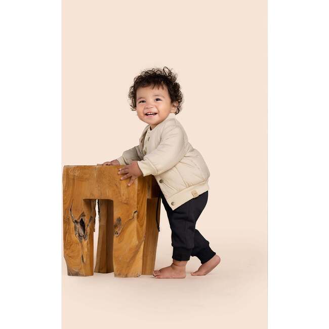 Baby Quilted Bomber Jacket, Beige