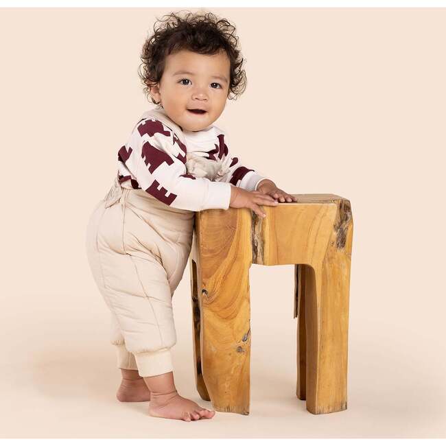 Baby Quilted Dungarees, Beige - Overalls - 4