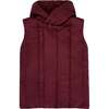 Kids Quilted Nylon Long Vest, Maroon - Vests - 1 - thumbnail