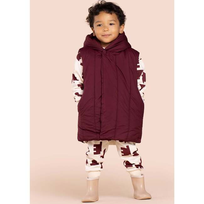 Kids Quilted Nylon Long Vest, Maroon