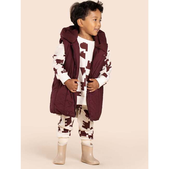 Kids Quilted Nylon Long Vest, Maroon - Vests - 3