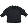 Kids Layered Nylon Top with Jersey Sleeve, Black - Tees - 1 - thumbnail