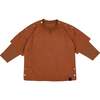Kids Layered Nylon Top with Jersey Sleeve, Rust - Tees - 1 - thumbnail