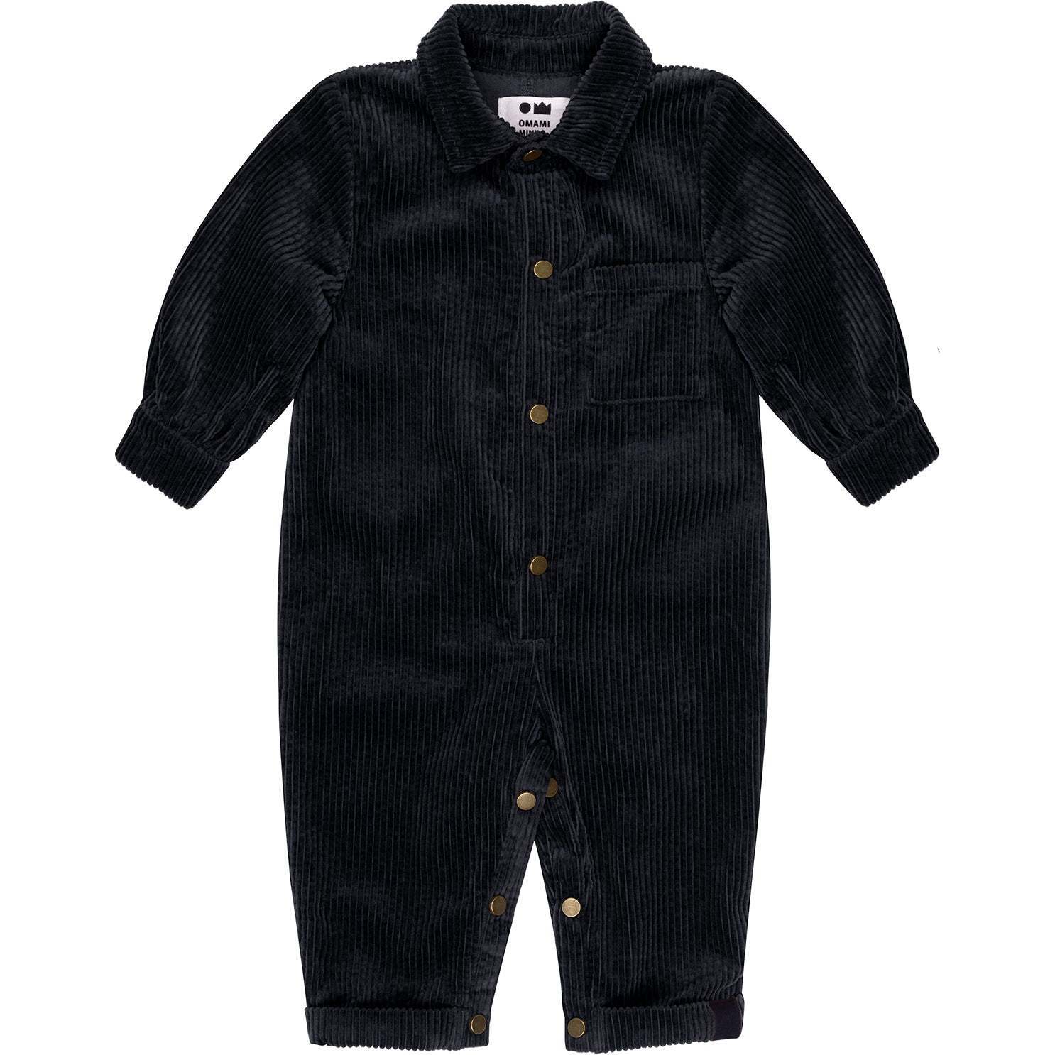 Baby Corduroy Jumpsuit, Black - Rompers - 1
