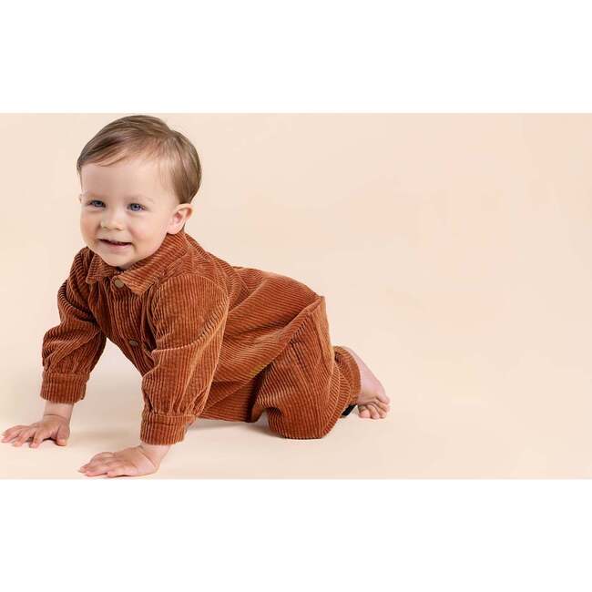 Baby Corduroy Jumpsuit, Rust - Rompers - 3
