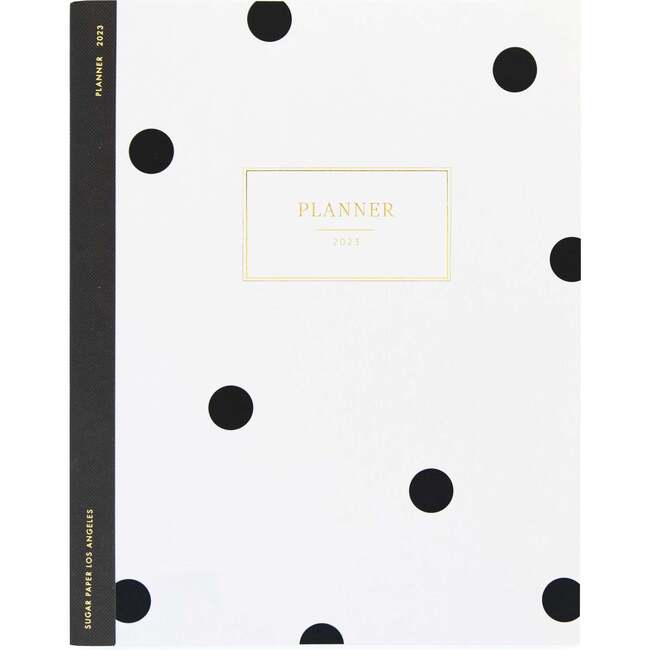 Monthly Planner, Black Polka Dot, 2023