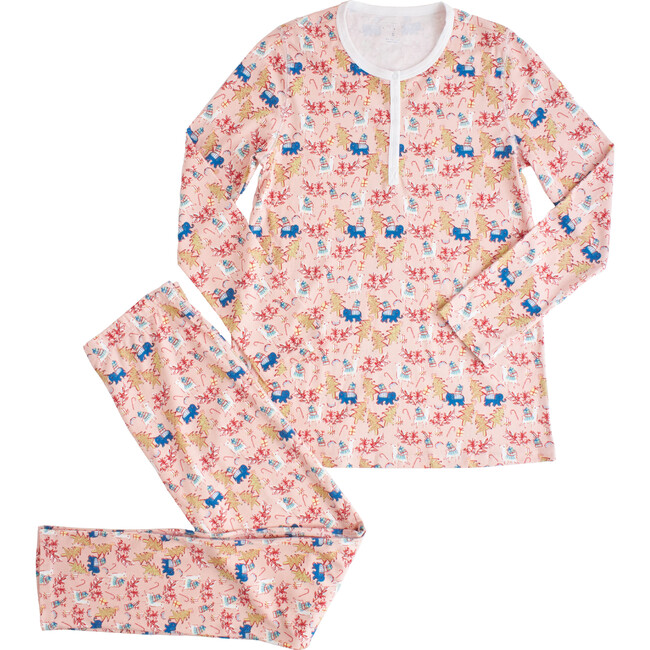 Roller Rabbit x Maisonette, Women's Prancing Deer Pajamas, Pink