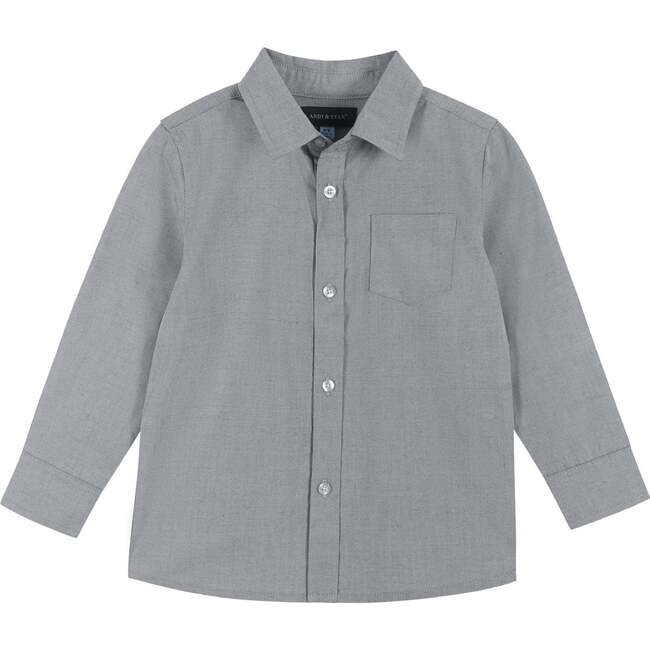 Solid Grey Bamboo Check Button Down Shirt