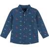 Navy Dinosaur Pattern Button Down Shirt - Shirts - 1 - thumbnail