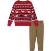 Red Dinosauric Holiday Sweater Set - Mixed Apparel Set - 1 - thumbnail
