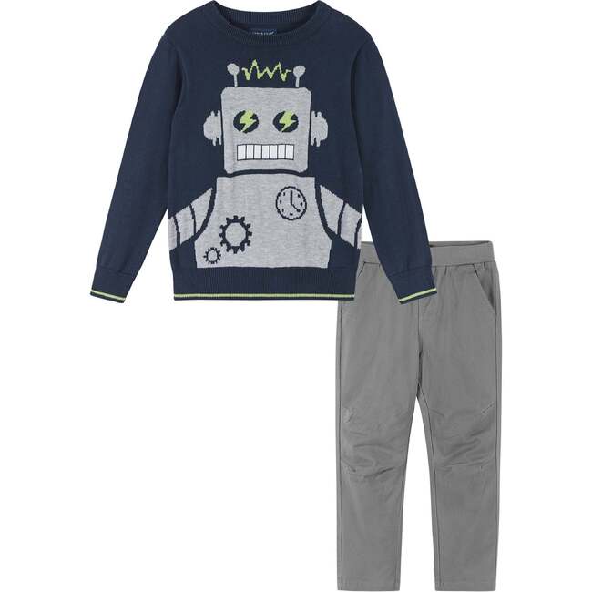 Navy Robot Sweater Set