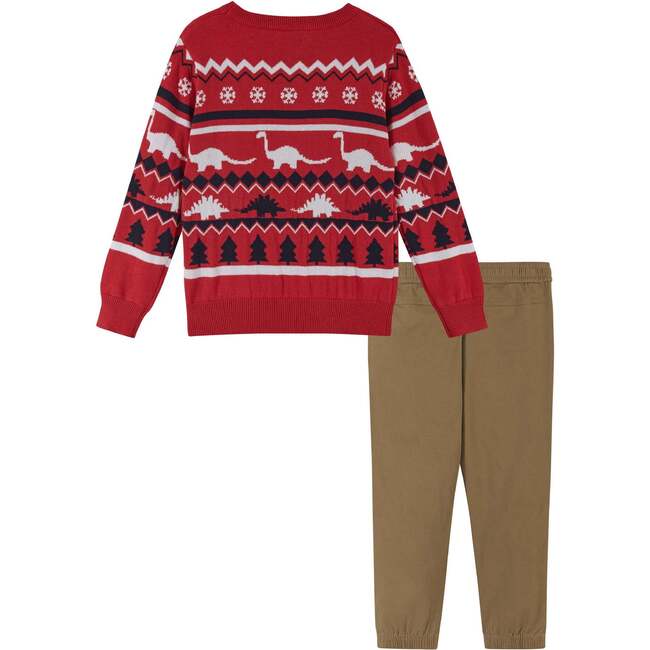 Red Dinosauric Holiday Sweater Set