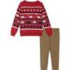 Red Dinosauric Holiday Sweater Set - Mixed Apparel Set - 2