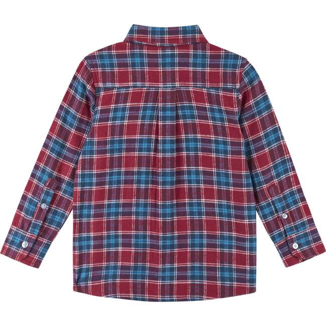 Red & Blue Plaid Textured Button Down Shirt - Shirts - 4