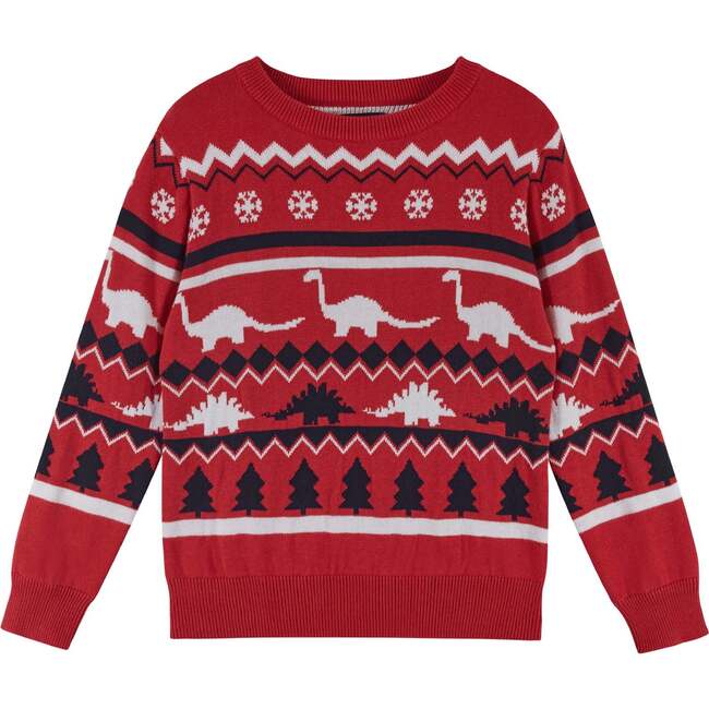 Red Dinosauric Holiday Sweater Set - Mixed Apparel Set - 3