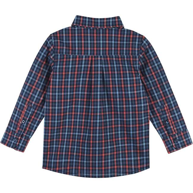 Navy Plaid Button Down Shirt - Shirts - 2