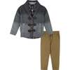 Infant 3-Piece Marled Ombre Toggle Cardigan Sweater Set, Grey - Mixed Apparel Set - 1 - thumbnail