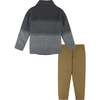 Infant 3-Piece Marled Ombre Toggle Cardigan Sweater Set, Grey - Mixed Apparel Set - 2