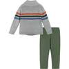 Infant 3-Piece Multi Striped Shawl Sweater Set, Grey - Mixed Apparel Set - 2