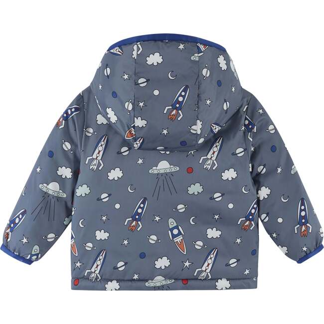 Reversible Space Ship Doodles Puffer Jacket, Red