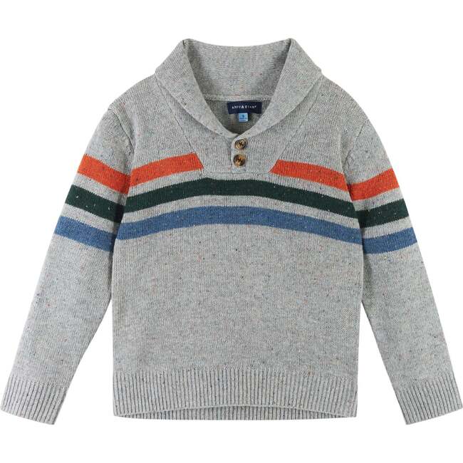 Infant 3-Piece Multi Striped Shawl Sweater Set, Grey - Mixed Apparel Set - 3