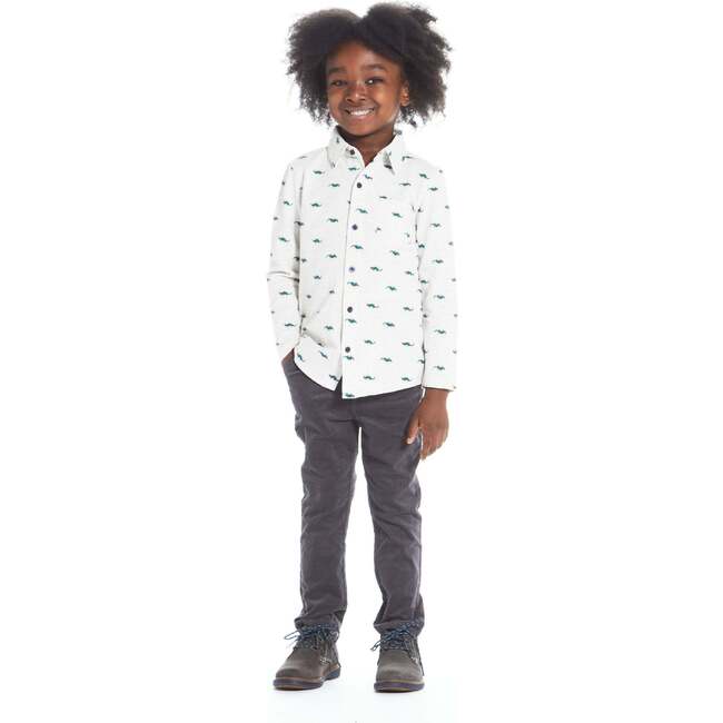 Holiday Stegosaurus Pattern Button Down Shirt & Pant Set - Shirts - 3