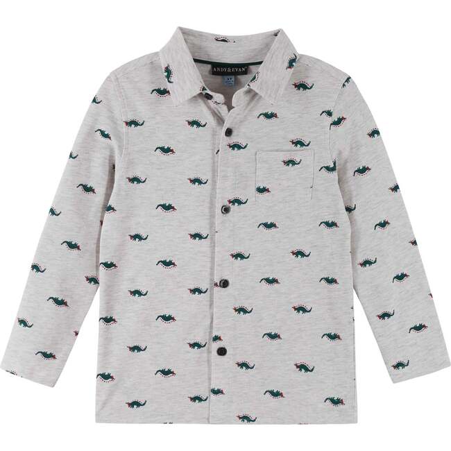 Holiday Stegosaurus Pattern Button Down Shirt & Pant Set - Shirts - 5