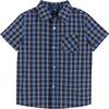 Boys Navy Plaid Bamboo Check Button Down Shirt - Shirts - 1 - thumbnail