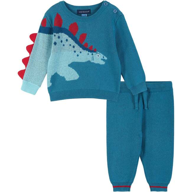 Boys Teal Stegosaurus Sweater Set