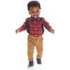4-Piece Red Holiday Plaid Button Down Shirt & Pant Set, Red - Mixed Apparel Set - 2 - thumbnail