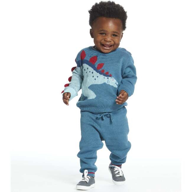 Boys Teal Stegosaurus Sweater Set - Mixed Apparel Set - 3