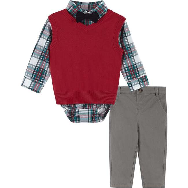 4-Piece Infant Holiday Gentleman Set, Red - Mixed Apparel Set - 1
