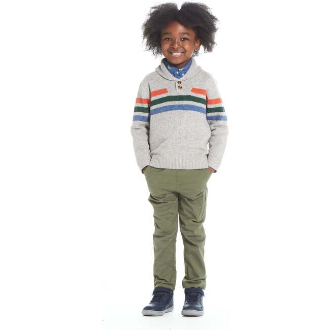 3-Piece Multi Striped Shawl Sweater Set, Grey - Mixed Apparel Set - 2