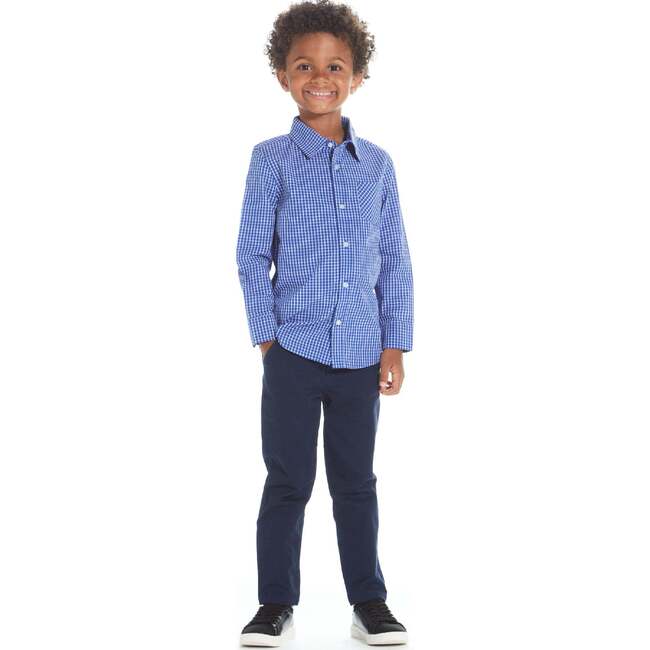 Blue Bamboo Check Button Down Shirt - Shirts - 4