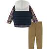 3-Piece Hooded Puffer Vest Set, Navy - Mixed Apparel Set - 2