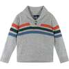 3-Piece Multi Striped Shawl Sweater Set, Grey - Mixed Apparel Set - 5 - thumbnail