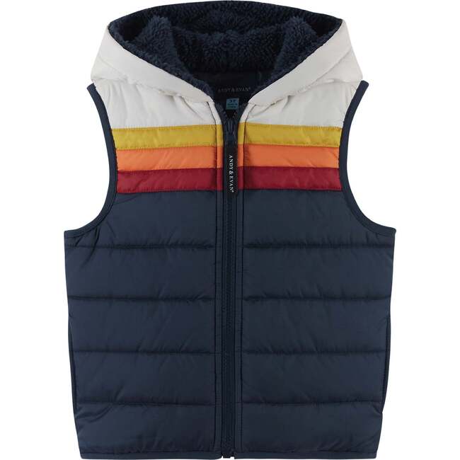 3-Piece Hooded Puffer Vest Set, Navy - Mixed Apparel Set - 3