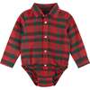4-Piece Red Holiday Plaid Button Down Shirt & Pant Set, Red - Mixed Apparel Set - 6 - thumbnail
