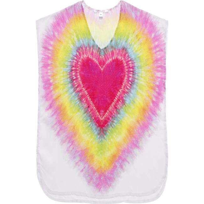 Tie-Dye Heart Cover Up Beach Poncho, Multicolors - Cover-Ups - 1
